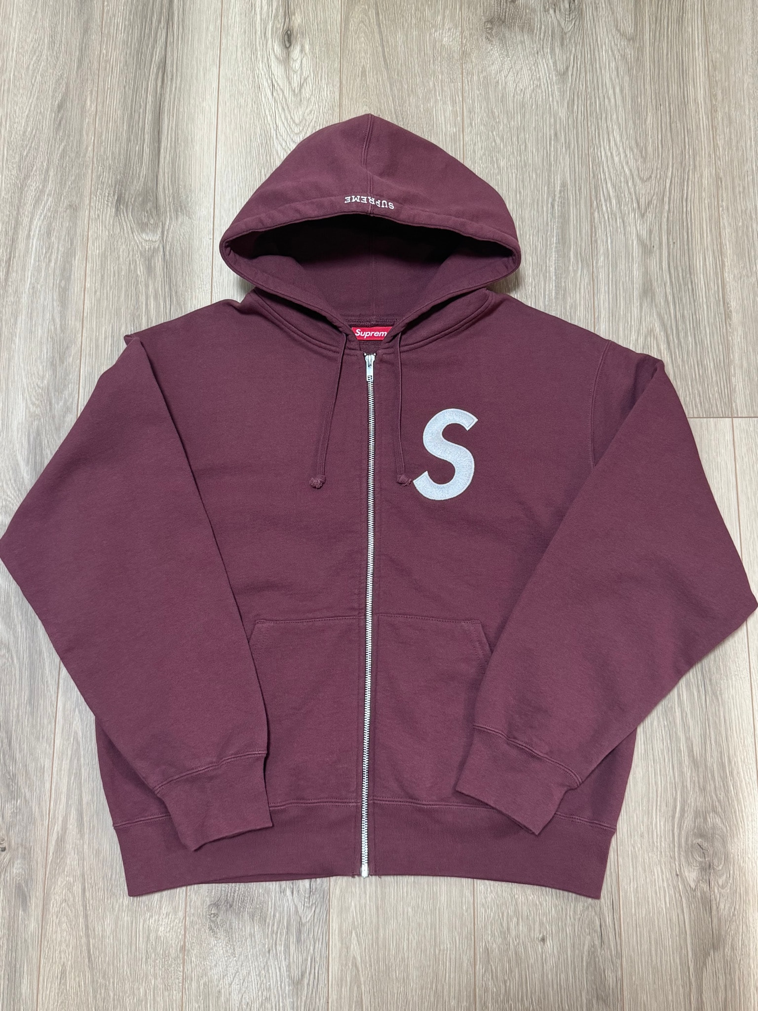 Supreme S Logo Zip Up Hooded Sweatshirt "Maroon"