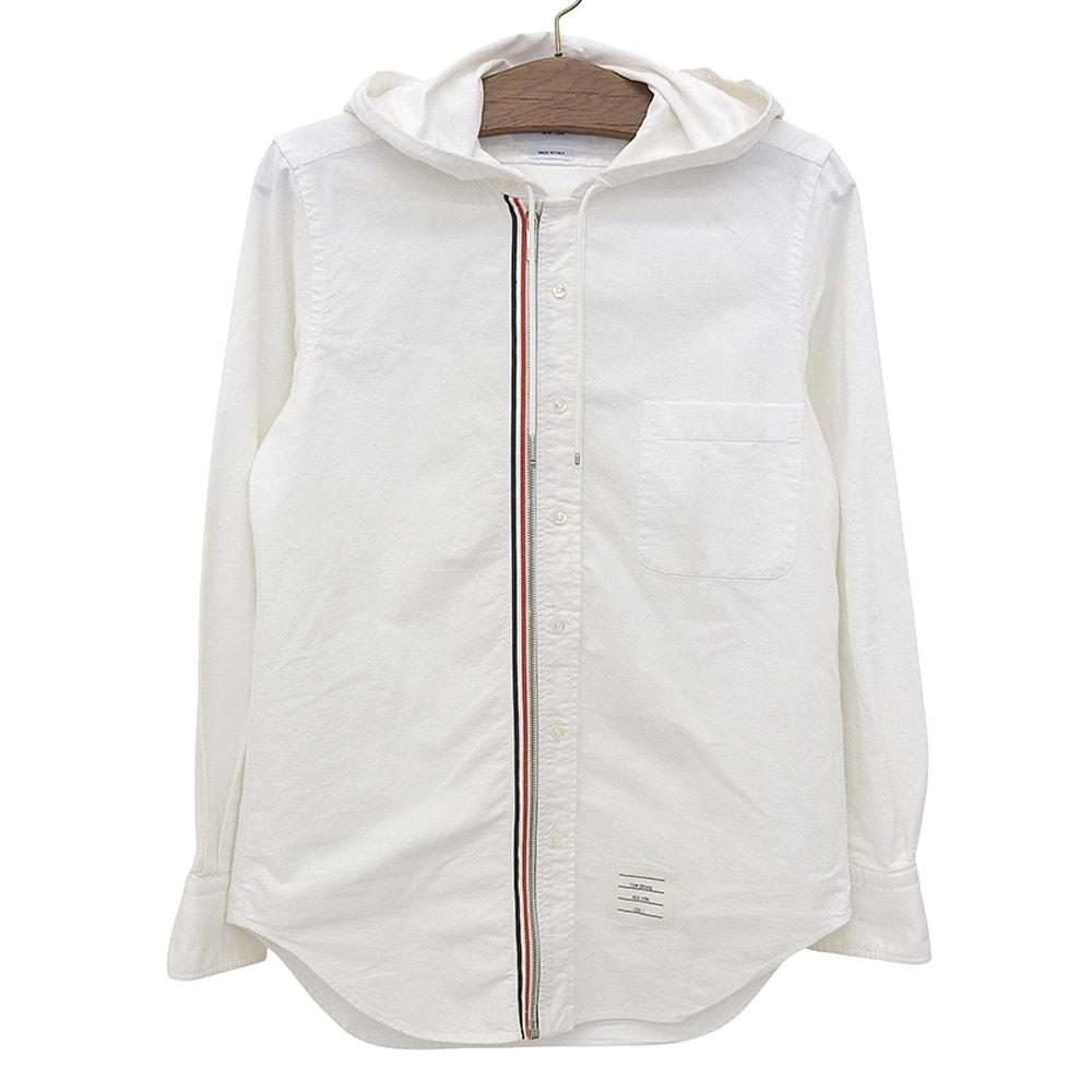 トムブラウン Oxford Hooded シャツ ジップパーカー トップス メンズ ホワイト 1 MWL286A-00139100 1