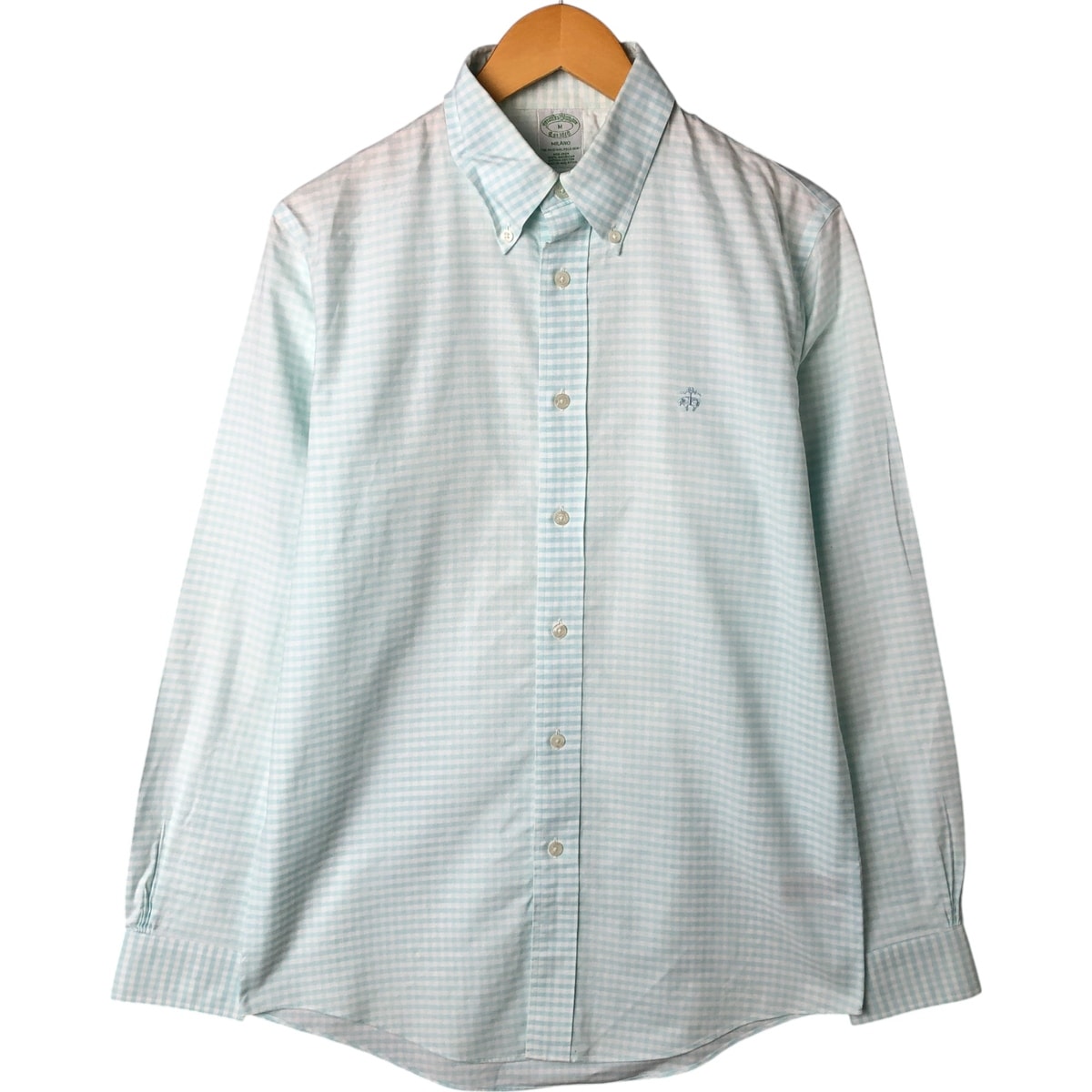 古着 ブルックスブラザーズ Brooks Brothers Est.1818 MILANO ギンガムチェック 長袖 ボタンダウンチェックシャツ メンズM相当/eaa544724