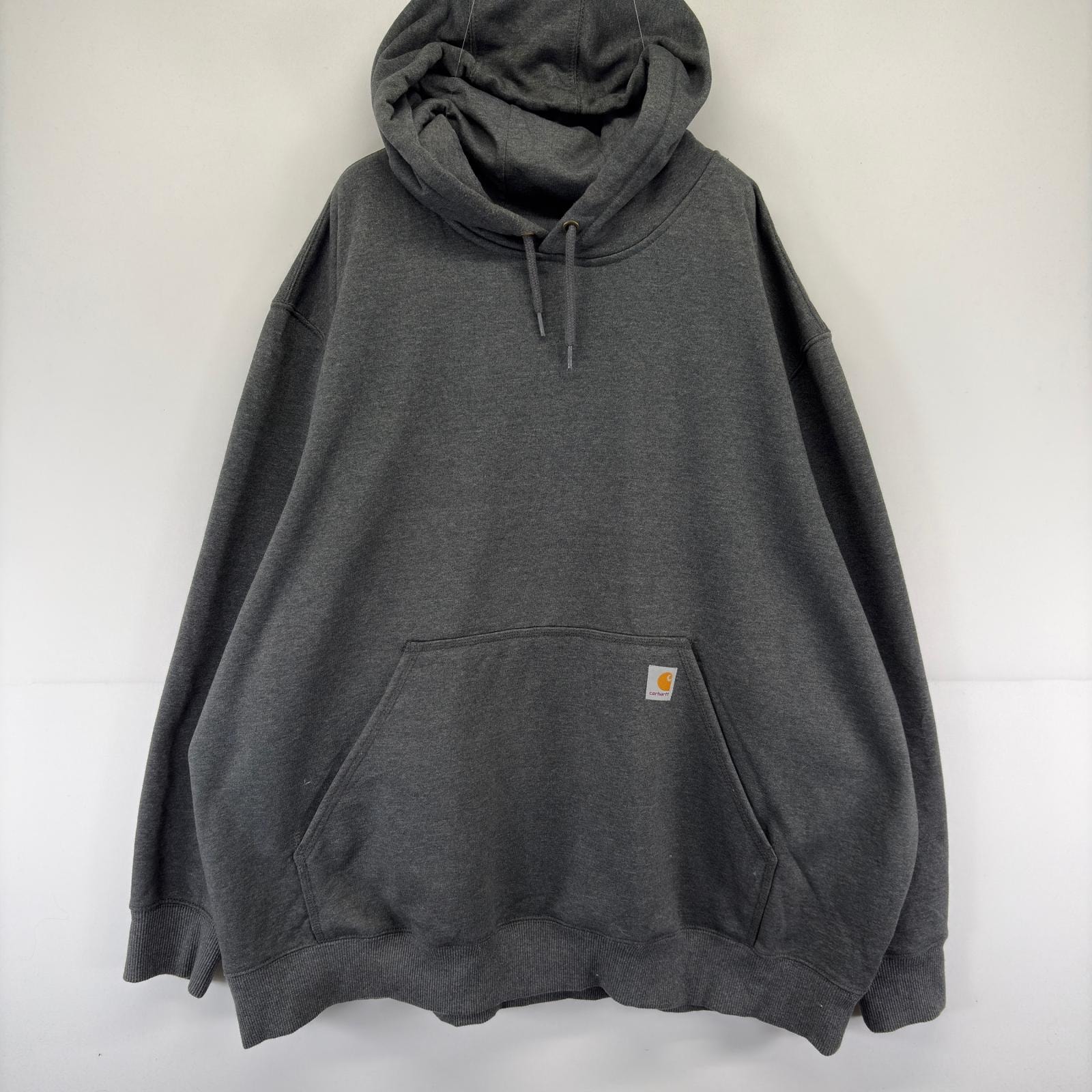 古着 カーハート Carhartt パーカー ワンポイントロゴ 大きいサイズ スウェット ビッグサイズ プルオーバー 4XL  グレー メンズ