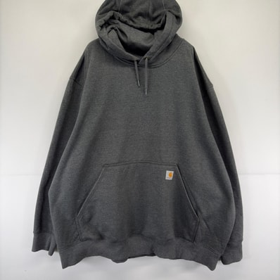 古着 カーハート Carhartt パーカー ワンポイントロゴ 大きいサイズ スウェット ビッグサイズ プルオーバー 4XL グレー メンズ