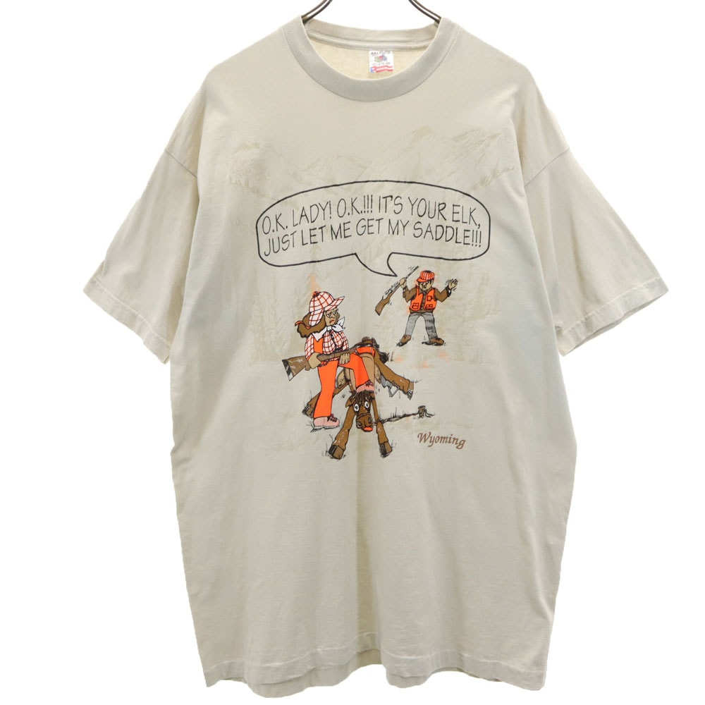 FRUIT OF THE LOOM フルーツオブザルーム 90s USA製 メッセージプリント 半袖 Tシャツ XXL ビッグサイズ オールド ヴィンテージ