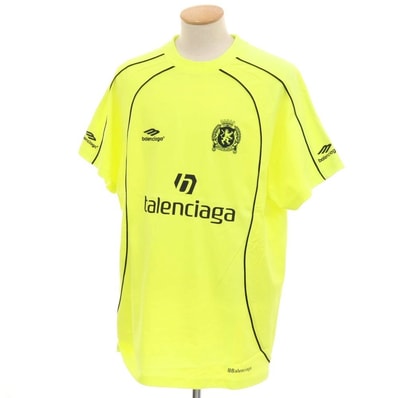 【中古】バレンシアガ BALENCIAGA コットン クルーネック 半袖Tシャツ ネオンイエロー【サイズ1】【メンズ】