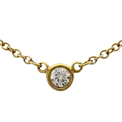 ティファニー バイザヤード 約0.08ct ネックレス 18金 K18イエローゴールド ダイヤモンド レディース TIFFANY&Co. 中古
