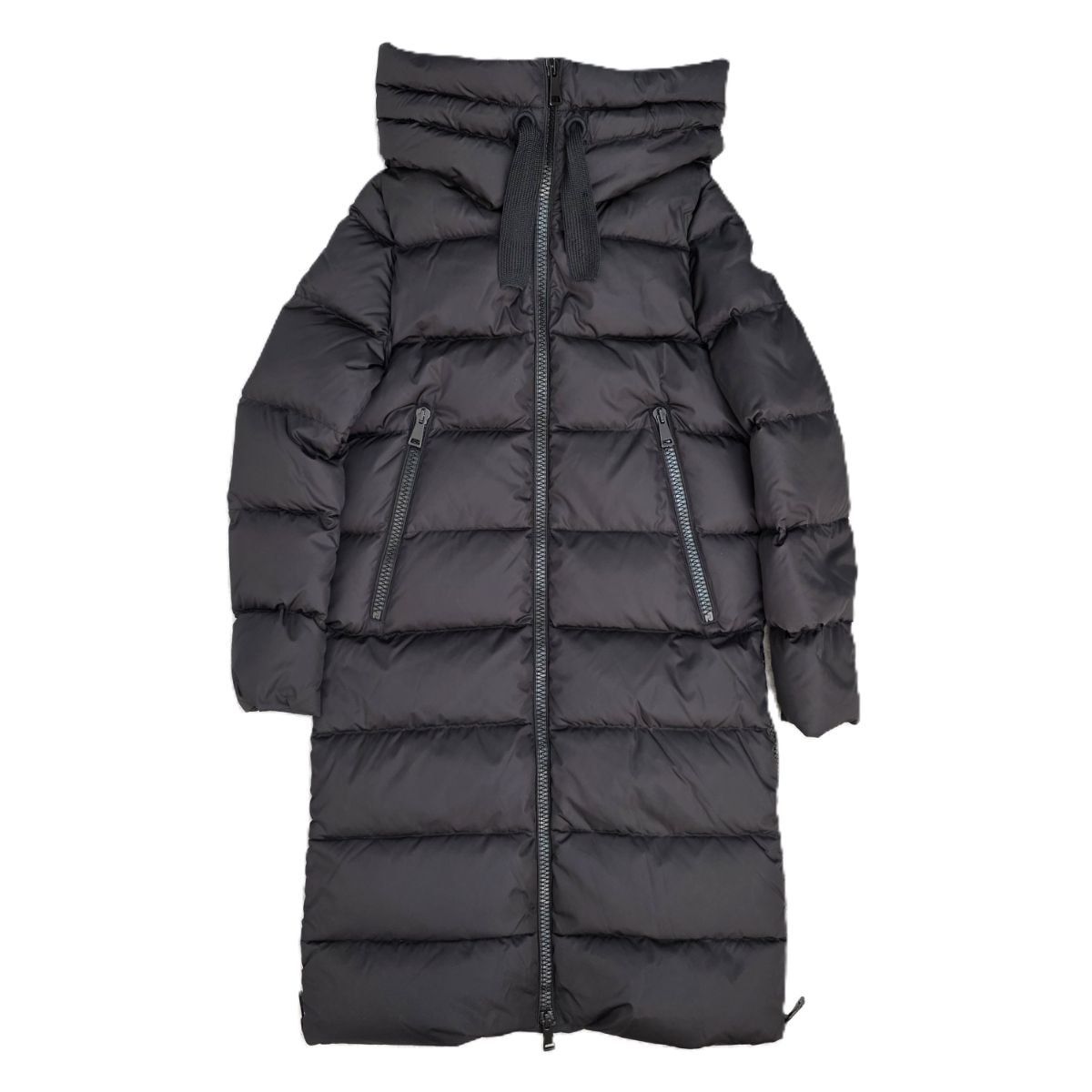 MONCLER モンクレール GARROT ガロ ガロット ダウンコート ロング丈  ロゴワッペン ダウンジャケット D20934933605 XS ナイロン ブラック  レディース【中古】