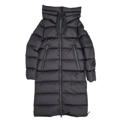 MONCLER モンクレール GARROT ガロ ガロット ダウンコート ロング丈 ロゴワッペン ダウンジャケット D20934933605 XS ナイロン ブラック レディース【中古】