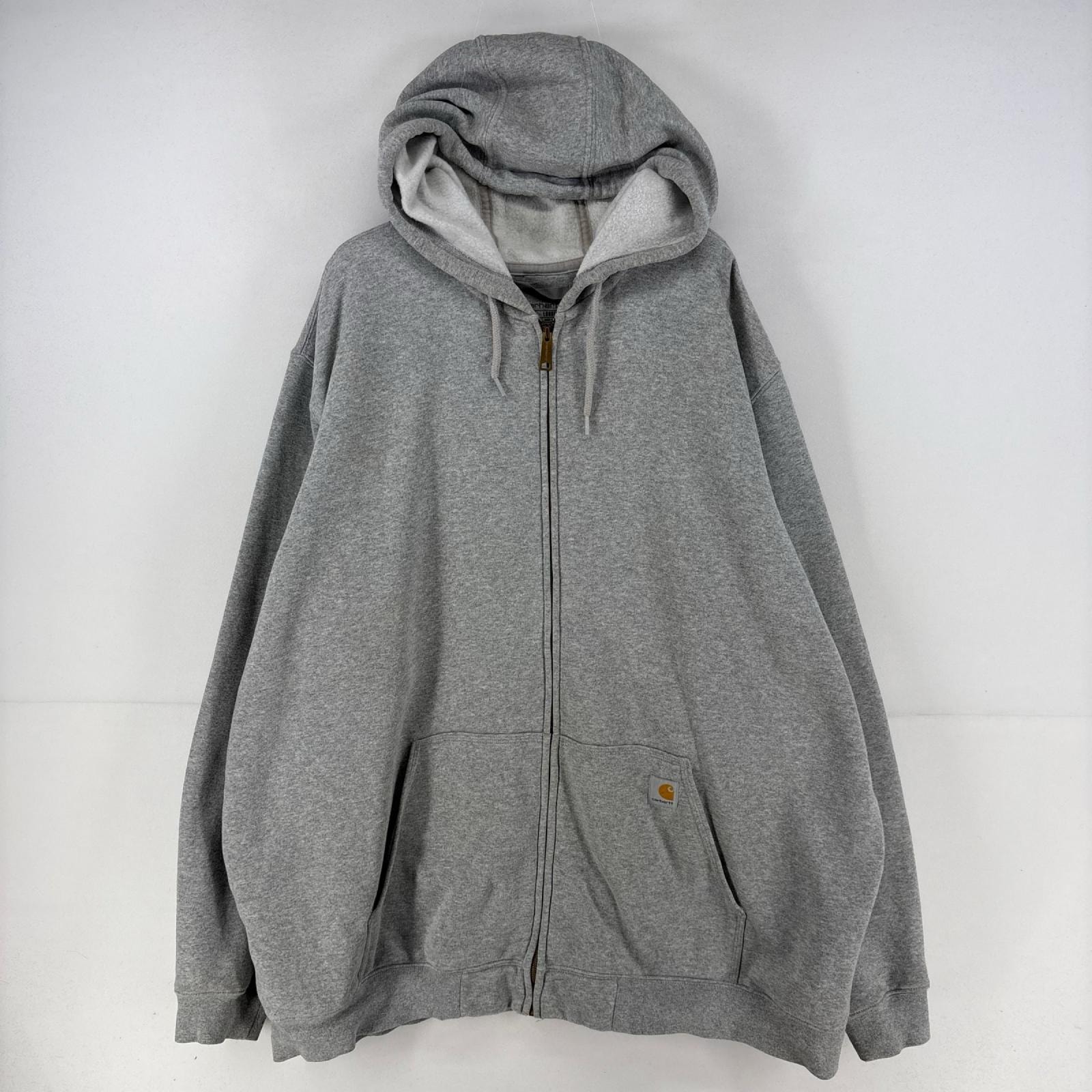 古着 カーハート Carhartt パーカー ジャケット ロゴ フルジップ ワンポイント 大きいサイズ スウェット 3XL グレー メンズ