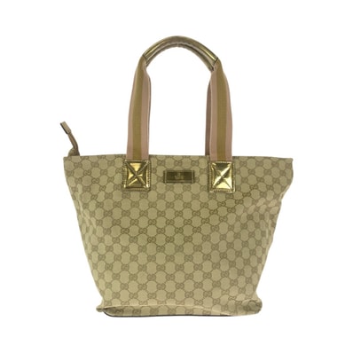 美品 GUCCI グッチ シェリーライン ベージュ ピンク ゴールド GGキャンバス レザー/ トートバッグ ショルダーバッグ 601696 【中古】