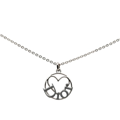ディオール ロゴ ハート モチーフ ペンダント ネックレス シルバー グレー メタル レディース Dior 【中古】