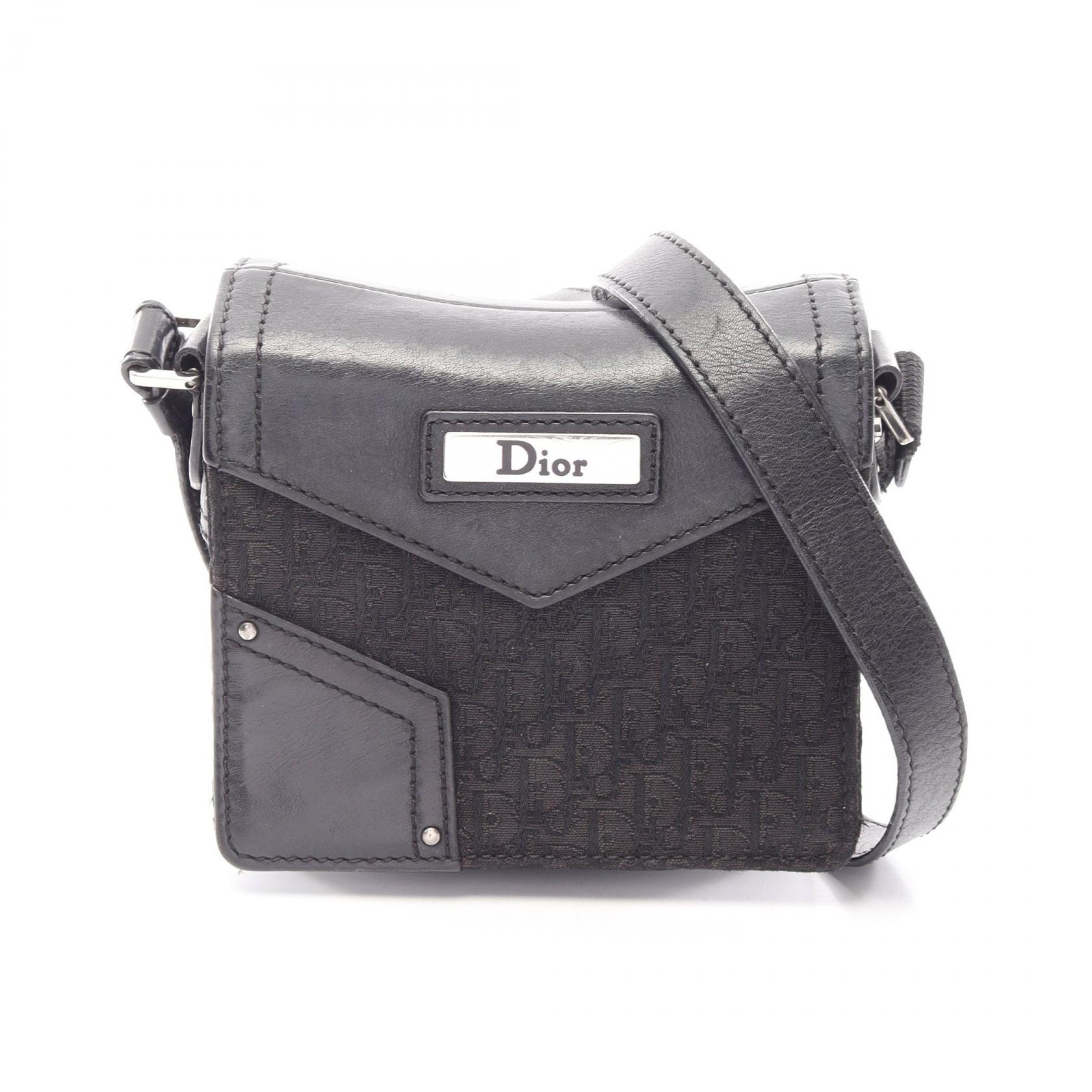 ディオール Dior ストリートシック トロッター ショルダーバッグ バッグ キャンバス レザー レディース ブラック系 【中古】