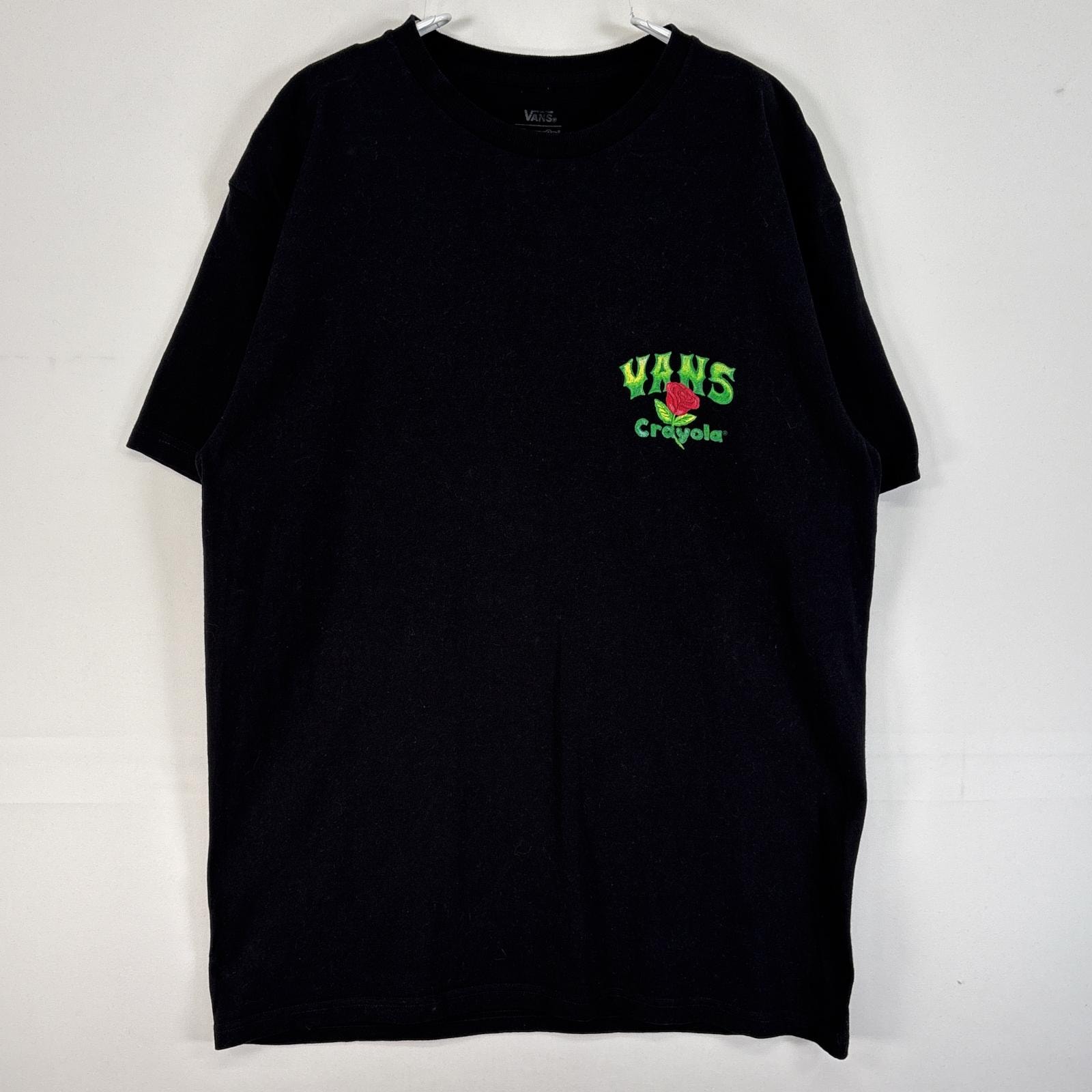 古着 バンズ VANS 半袖Tシャツ 両面 プリント イラスト クレヨン CRAYOLA 肉厚 M ブラック メンズ