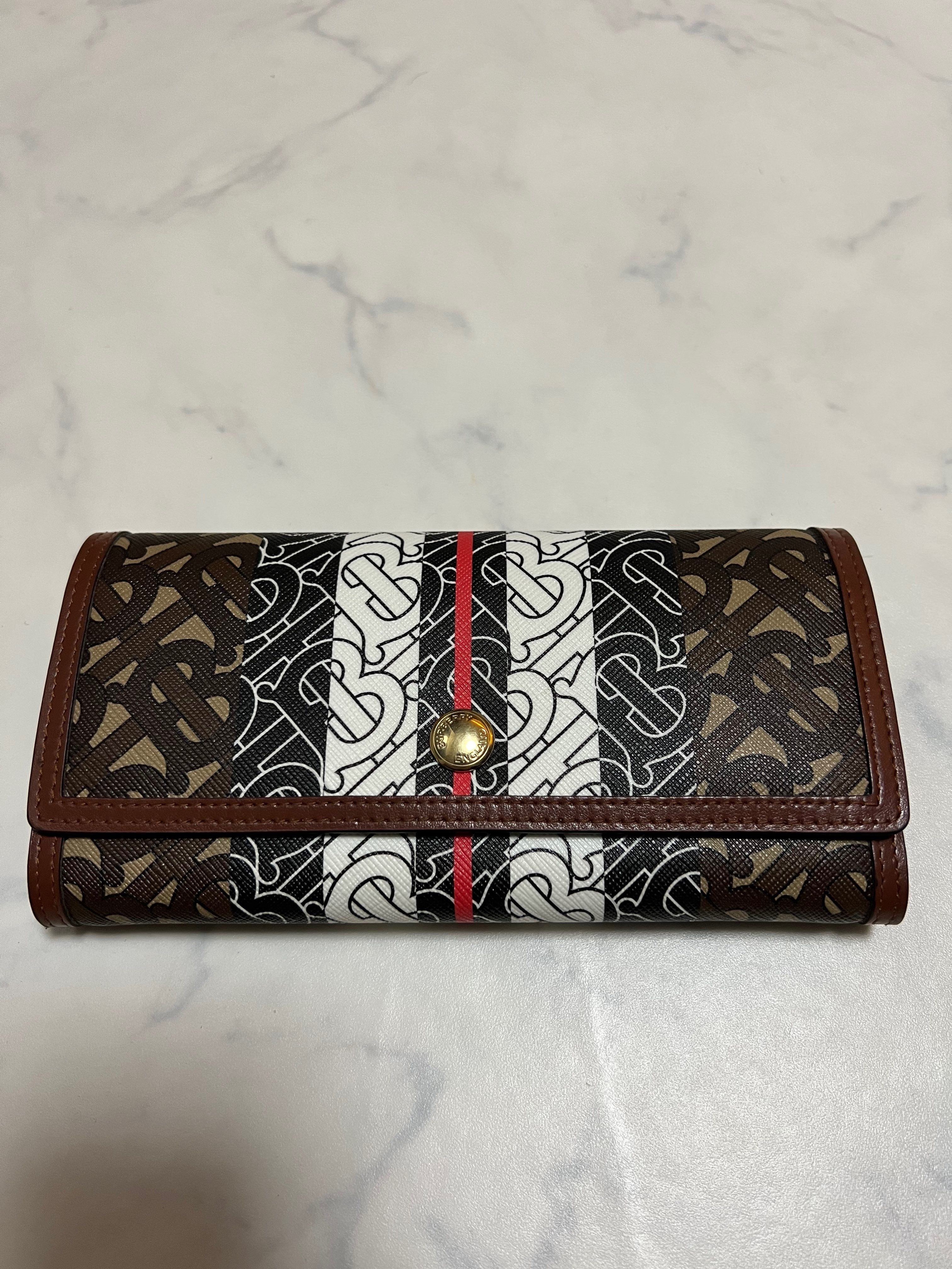 Burberry Monogram Stripe E-canvas Continental Wallet "Bridle Brown"