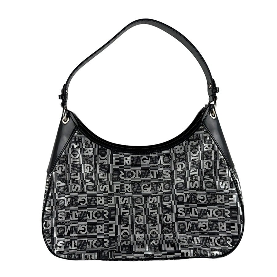 サルヴァトーレフェラガモ Salvatore Ferragamo ショルダーバッグ PVCコーティングキャンバス/レザー ブラック レディース【中古】 z10213