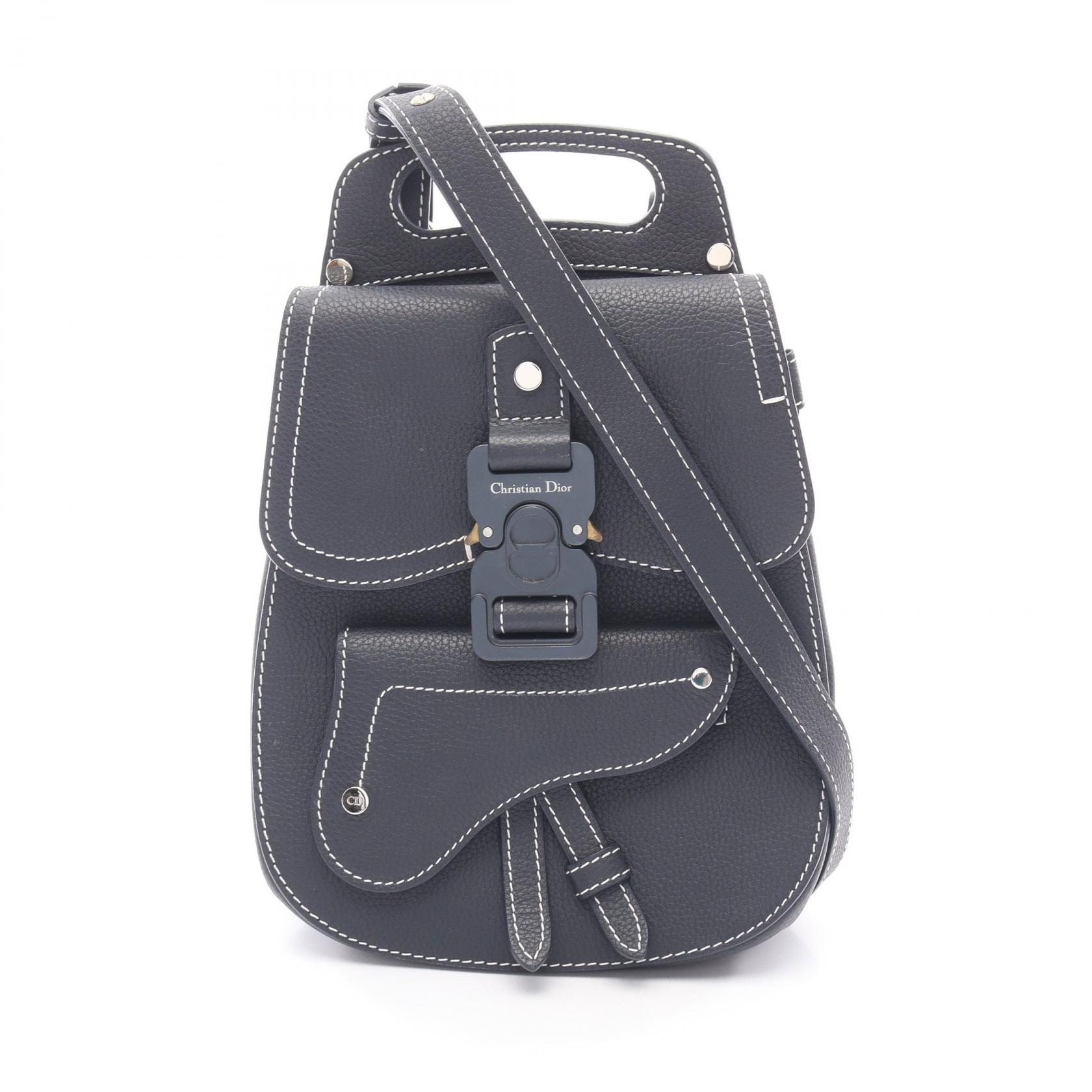 ディオール Dior Gallop ギャロップ リュックサック バックパック バッグ レザー メンズ ネイビー系 23-BO-1128 【中古】