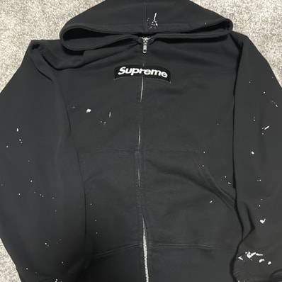 Supreme x MM6 Maison Margiela Box Logo Zip Up Hooded Sweatshirt "Black"