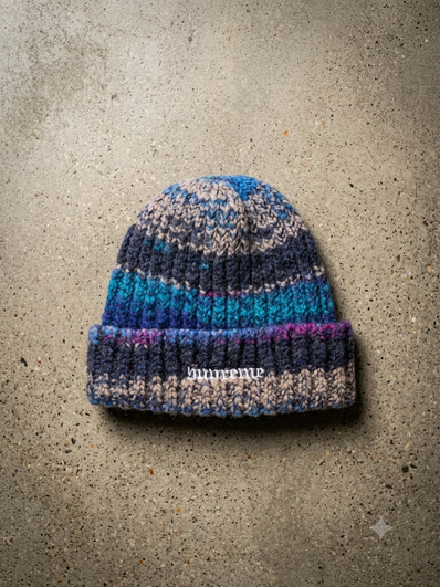 Supreme Space Dye Stripe Beanie "Blue"