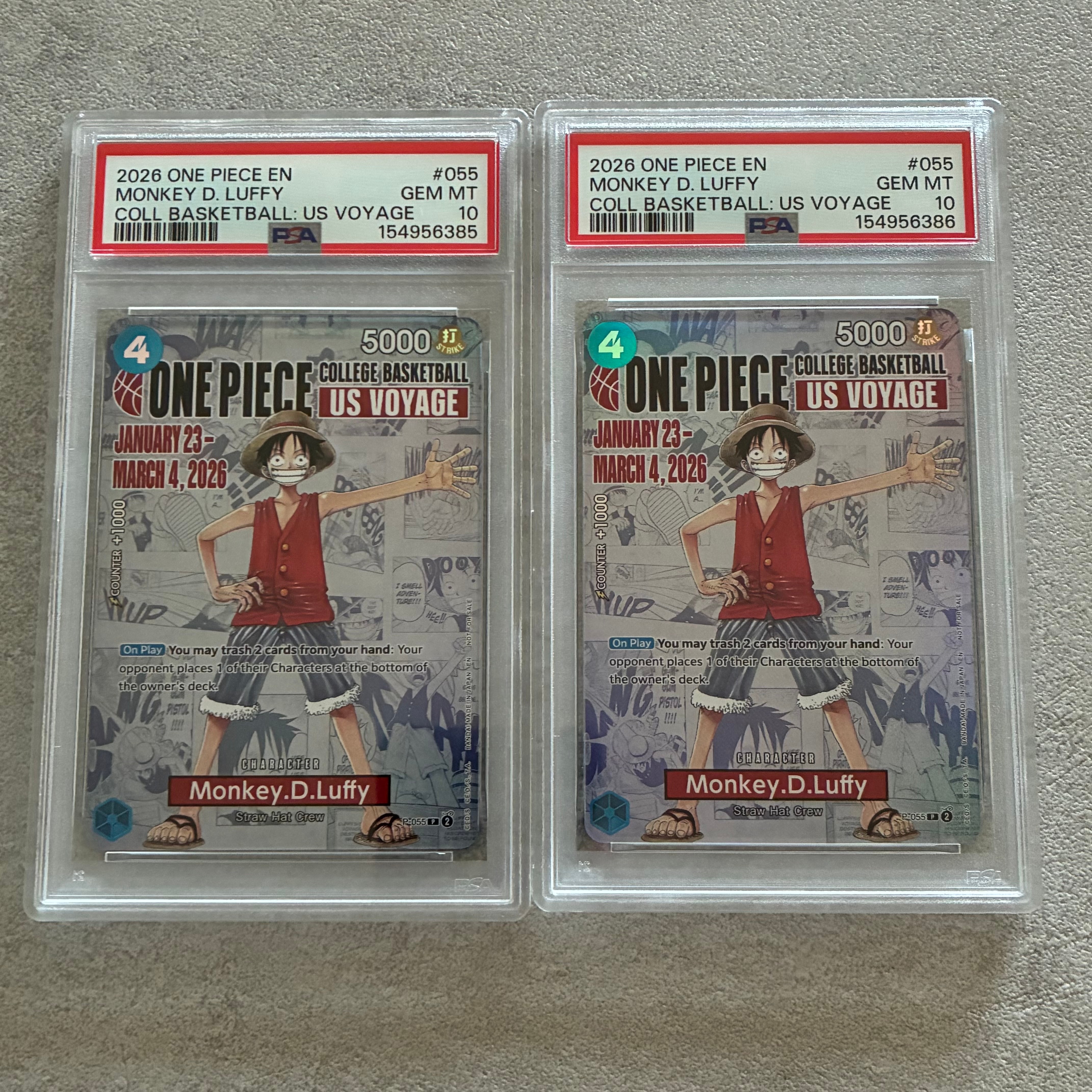 モンキー・D・ルフィ:P (開封済) [P-055]【英語版】(プロモーションカード「ワンピース カレッジ バスケットボール:USボヤージュ」)