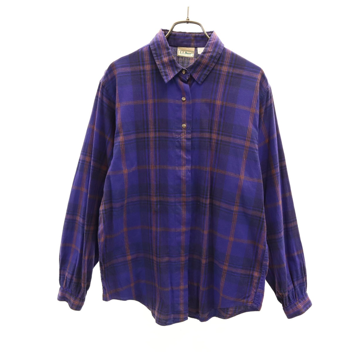 L.L.Bean エルエルビーン 90s オールド チェック柄 長袖 コットンシャツ 12 パープル アウトドア