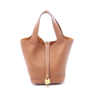 エルメス HERMES ピコタンロックPM ゴールド ハンドバッグ バッグ レザー トリヨンクレマンス ゴールド B刻印(2023年製造) レディース ブラウン系 【中古】