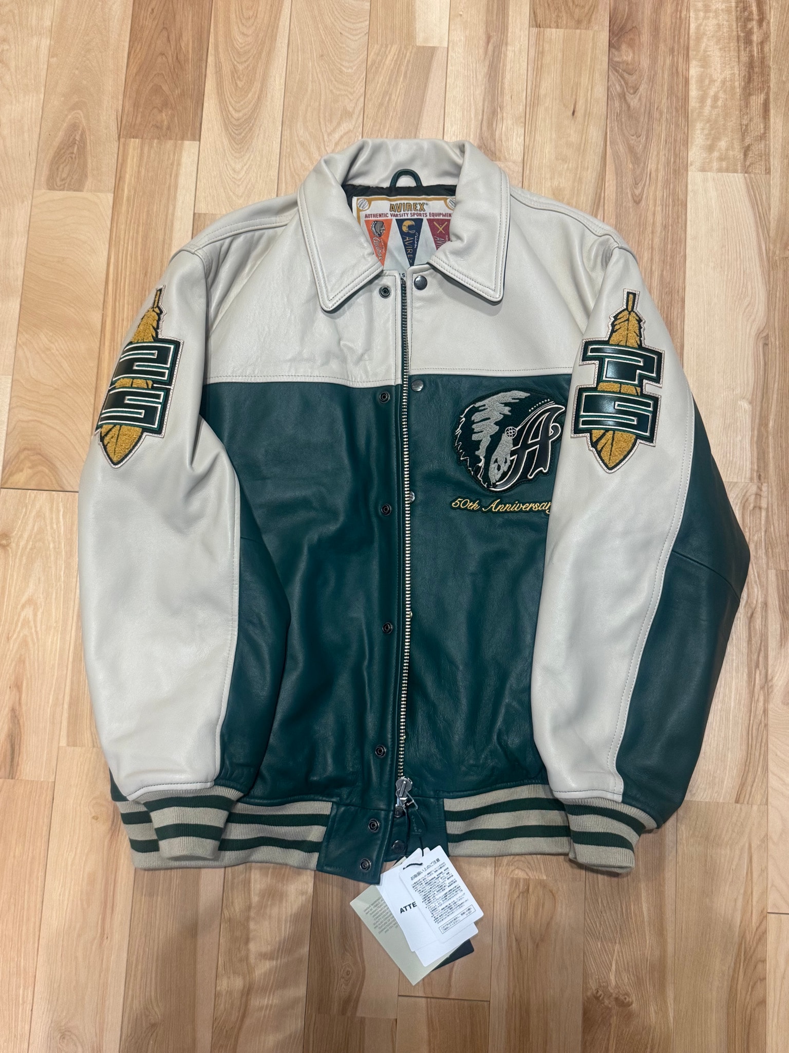 STABRIDGE x Avirex Varsity Jacket "Chief Rocka" "Green/Natural"