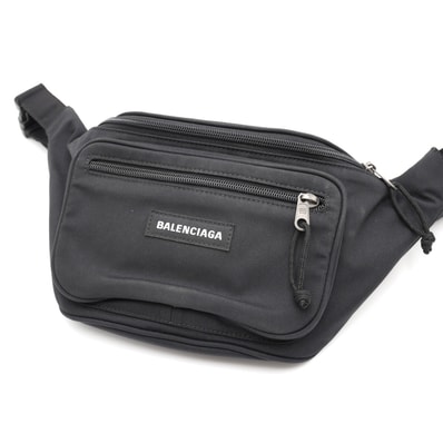 BALENCIAGA(バレンシアガ)エクスプローラー ベルトパック ボディバッグ ウエストバッグ ブラック ナイロン シルバー金具 メンズ レディース ユニセックス【中古】