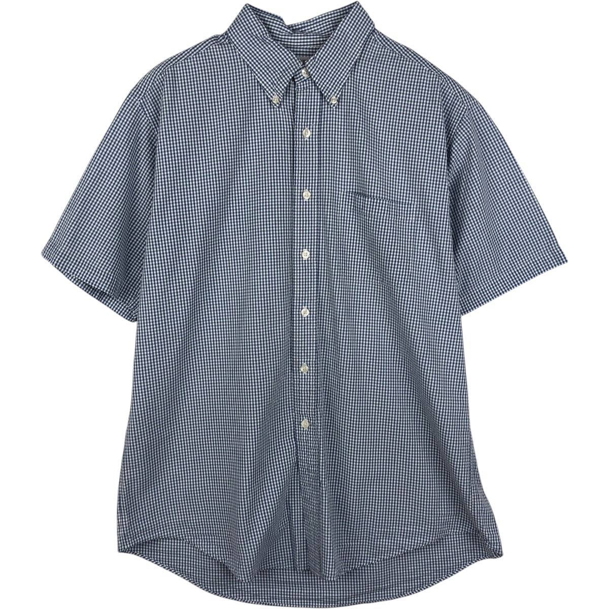 古着 ブルックスブラザーズ Brooks Brothers Est.1818 ギンガムチェック シアサッカー 半袖 ボタンダウン チェックシャツ メンズL相当/eaa644942