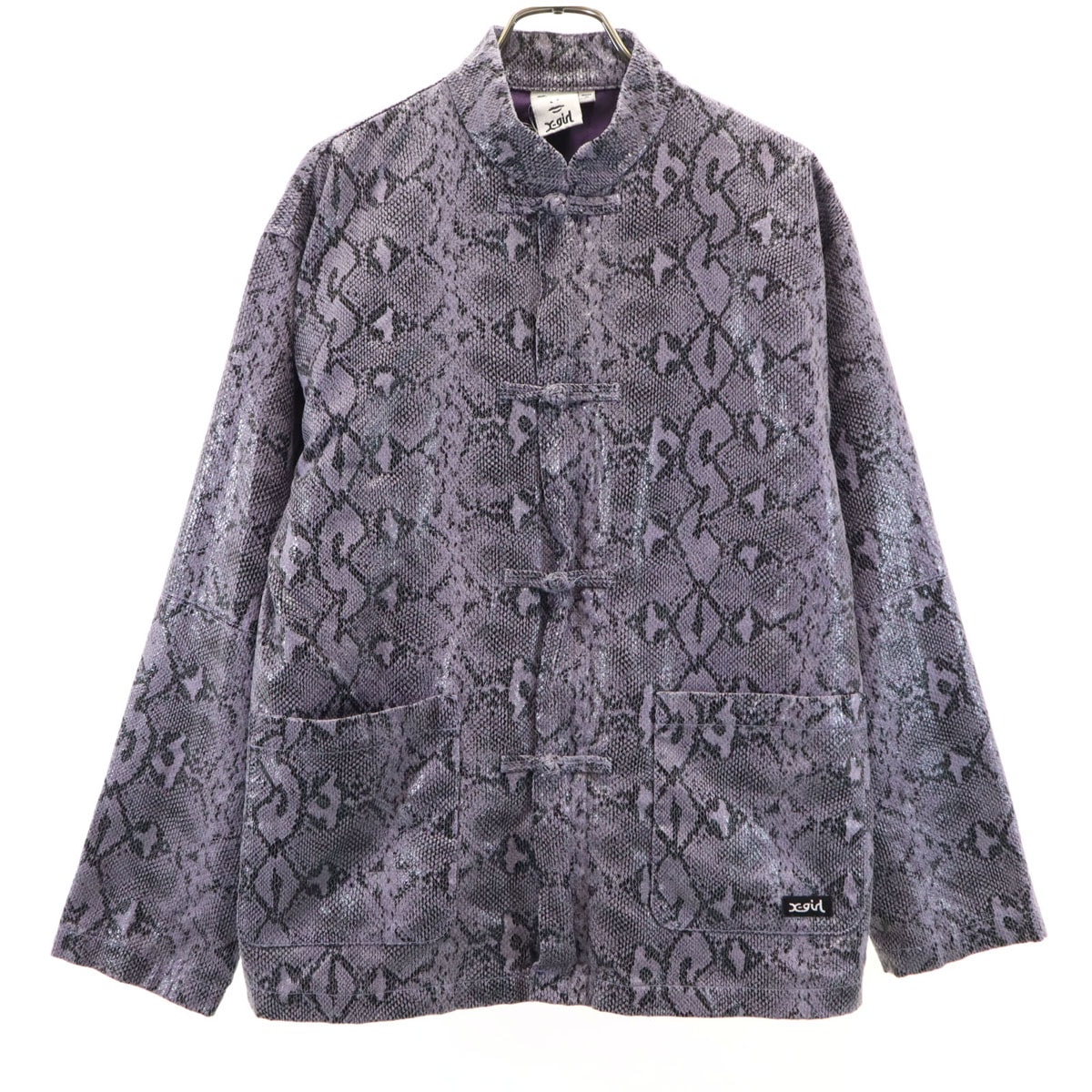 X-girl エックスガール パイソン柄 フェイクレザー チャイナ ジャケット 1 パープル