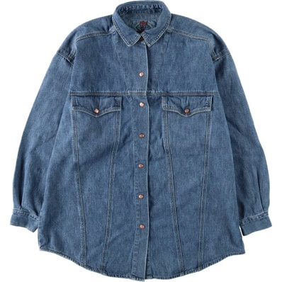 古着 90~00年代 リーバイス Levi's 蝶々柄 長袖 デニムシャツ レディースXL相当 ヴィンテージ/eaa640191