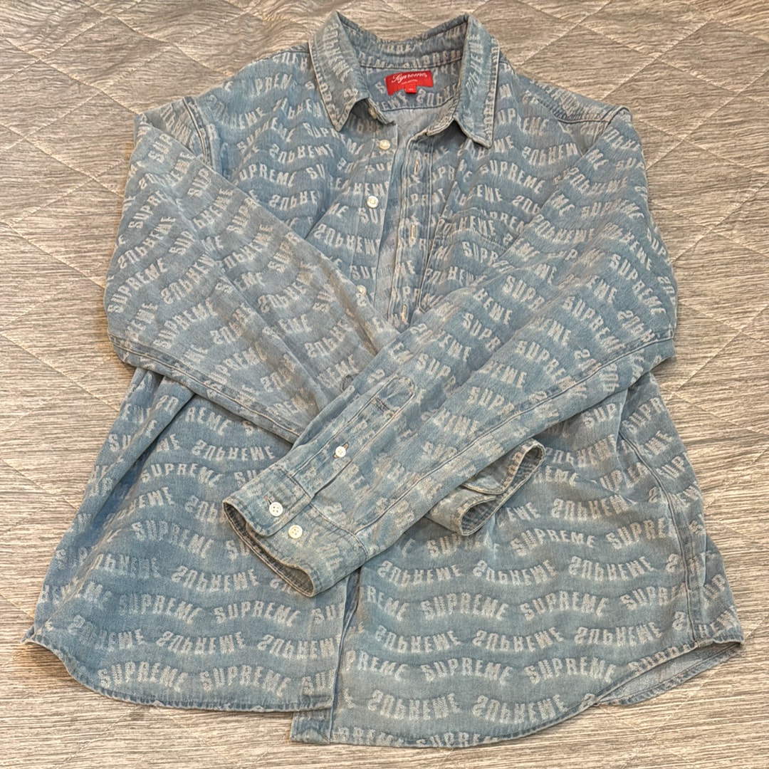 Supreme Arc Jacquard Denim Shirt "Blue"