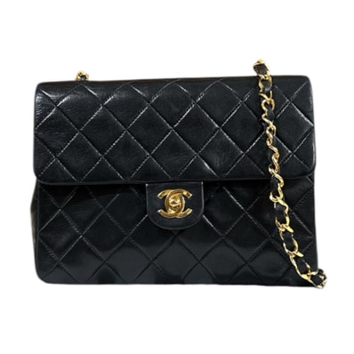 シャネル シングルフラップ ミニマトラッセ ショルダーバッグ ラムスキン ブラック レディース CHANEL 中古