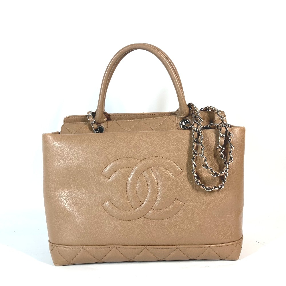 シャネル CHANEL CC ココマーク 2WAYバッグ カバン ショルダーバッグ 肩掛け トートバッグ キャビアスキン ベージュ