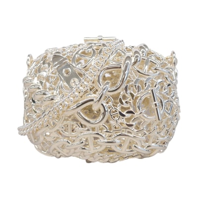★SALE【6ic3077-g】エルメス ショルダーバッグ サックビジューシェーヌダンクル 925 シルバー シルバー金具【中古】レディース