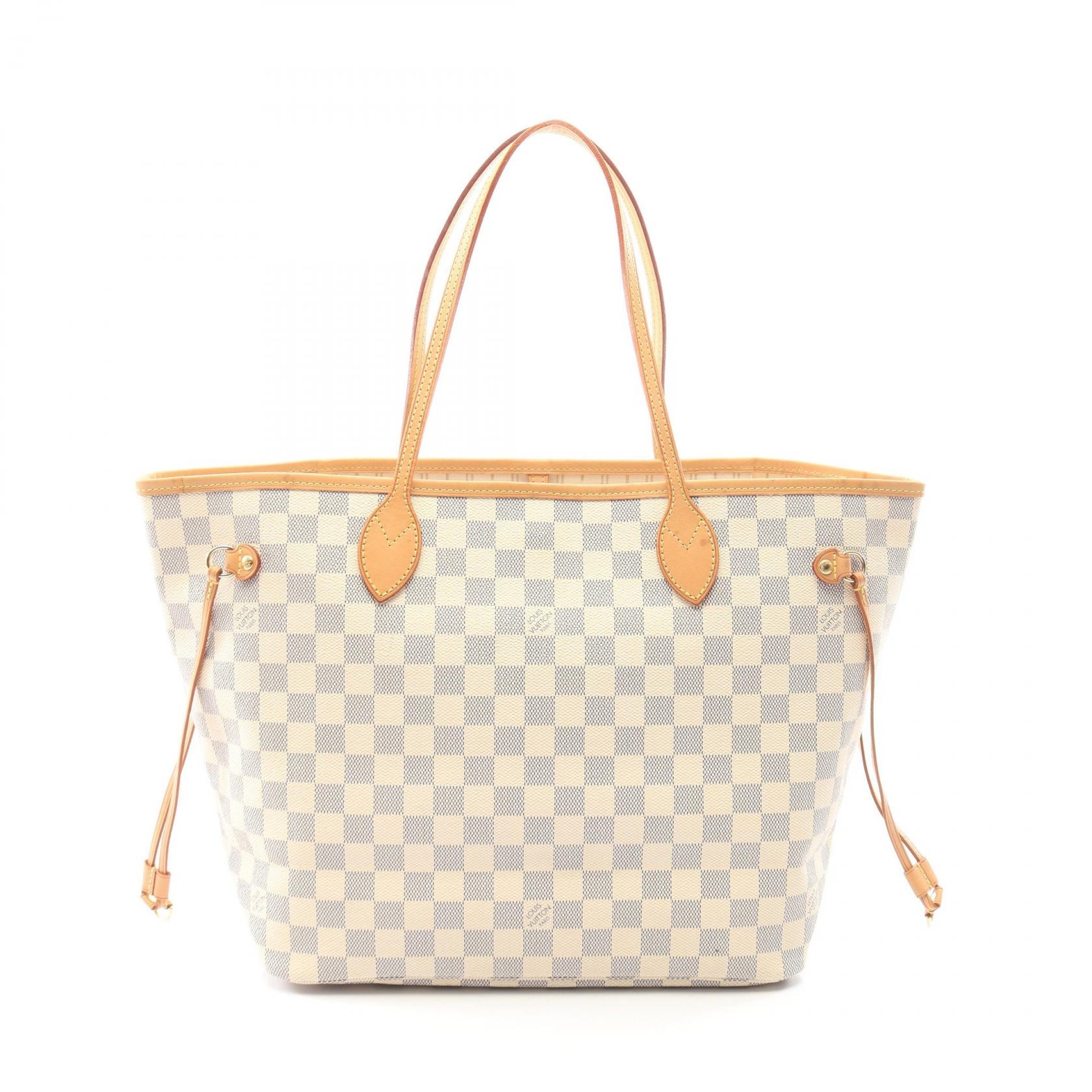 ルイ・ヴィトン LOUIS VUITTON ネヴァーフルMM ダミエアズール トートバッグ バッグ PVCコーティングキャンバス レザー レディース ホワイト系 N51107 【中古】