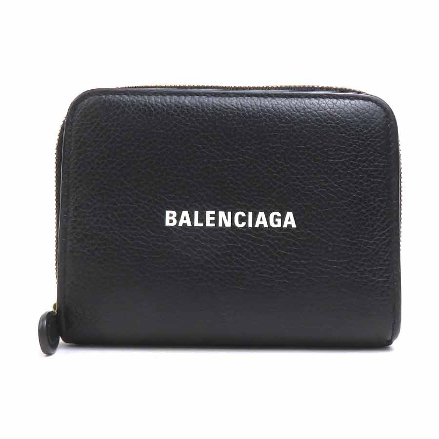 バレンシアガ BALENCIAGA 二つ折り財布 レザー ブラック レディース【中古】 e61806a
