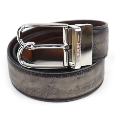 良品 ベルルッティ カリグラフィ ロゴバックル レザーベルト 95 38