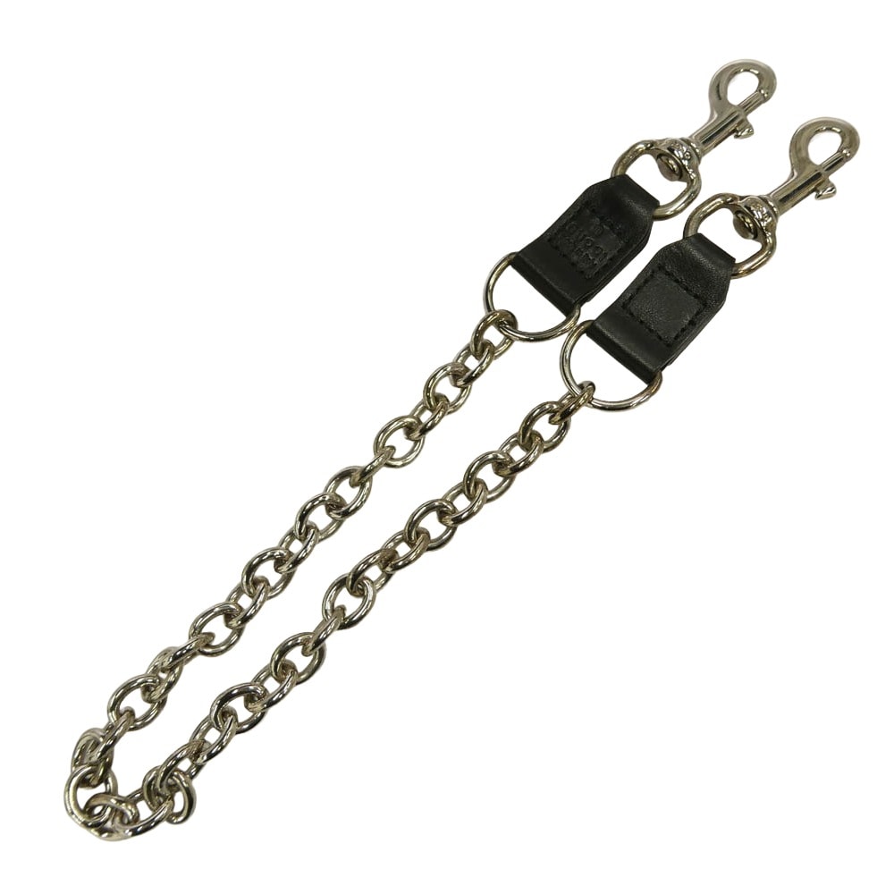 GUCCI グッチ レザーコンビ 2クリップ ウォレット チェーン ブラック系 シルバー系【中古】