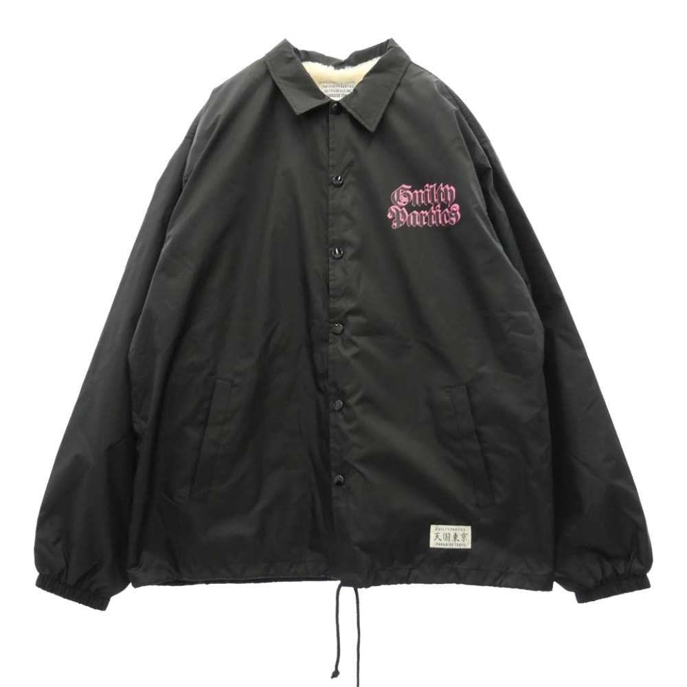 WACKO MARIA ワコマリア 21AW 天国東京 パッチ プリント ボア コーチジャケット ブラック系 オフホワイト系 L【中古】