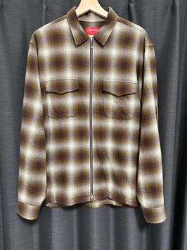 Supreme Shadow Plaid Flannel Zip Up Shirt