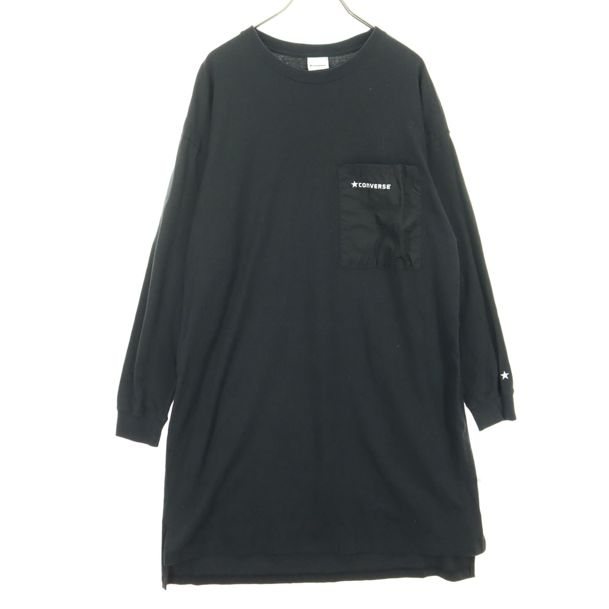 CONVERSE コンバース 長袖 膝丈ワンピース M ブラック