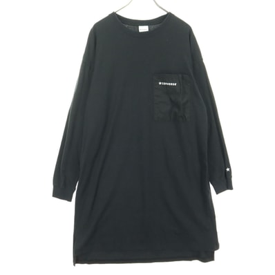 CONVERSE コンバース 長袖 膝丈ワンピース M ブラック