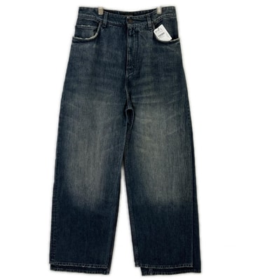 バレンシアガ 23AW 767979 TNW65 ブルー DOUBLE FRONT WIDE LEG JEANS XS