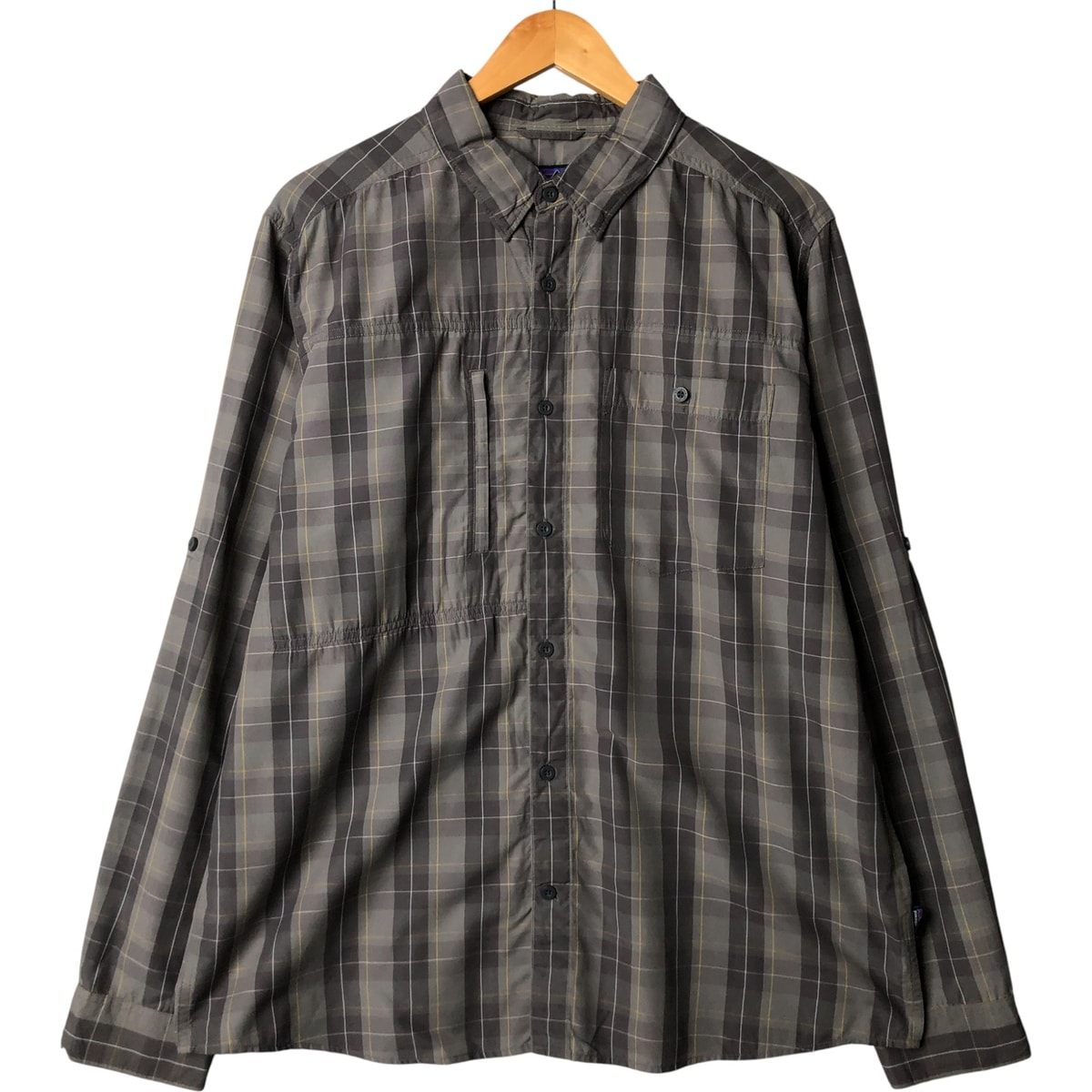 古着 パタゴニア Patagonia 54275FA17 チェック柄 長袖 ナイロン×テンセル シャツ メンズL相当/eaa584692