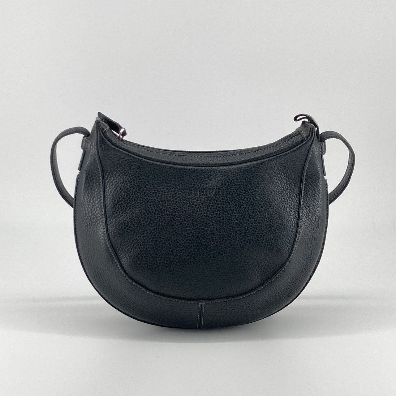 LOEWE(ロエベ) ラウンド 2WAY グレインレザー ショルダーバッグ ブラック