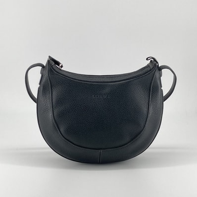 LOEWE(ロエベ) ラウンド 2WAY グレインレザー ショルダーバッグ ブラック
