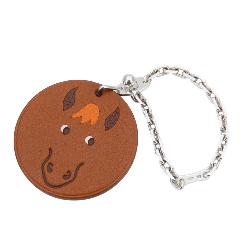 【中古】 エルメス バッグチャーム ホース レザー シルバー925 ブラウン シルバー 馬 アニマル レディース 女性 HERMES