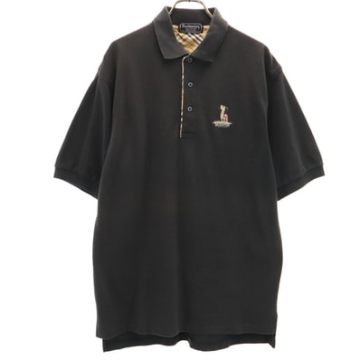 Burberrys バーバリーズ 90s オールド 半袖 ポロシャツ S ブラック系 鹿の子