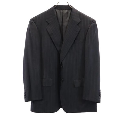 LANVIN ランバン 日本製 ウール ストライプ柄 テーラードジャケット R46-44 グレー系