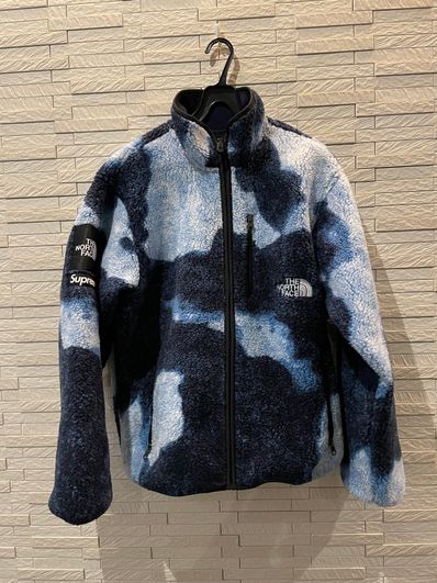 Supreme x The North Face Bleached Denim Print Fleece Jacket "Indigo"