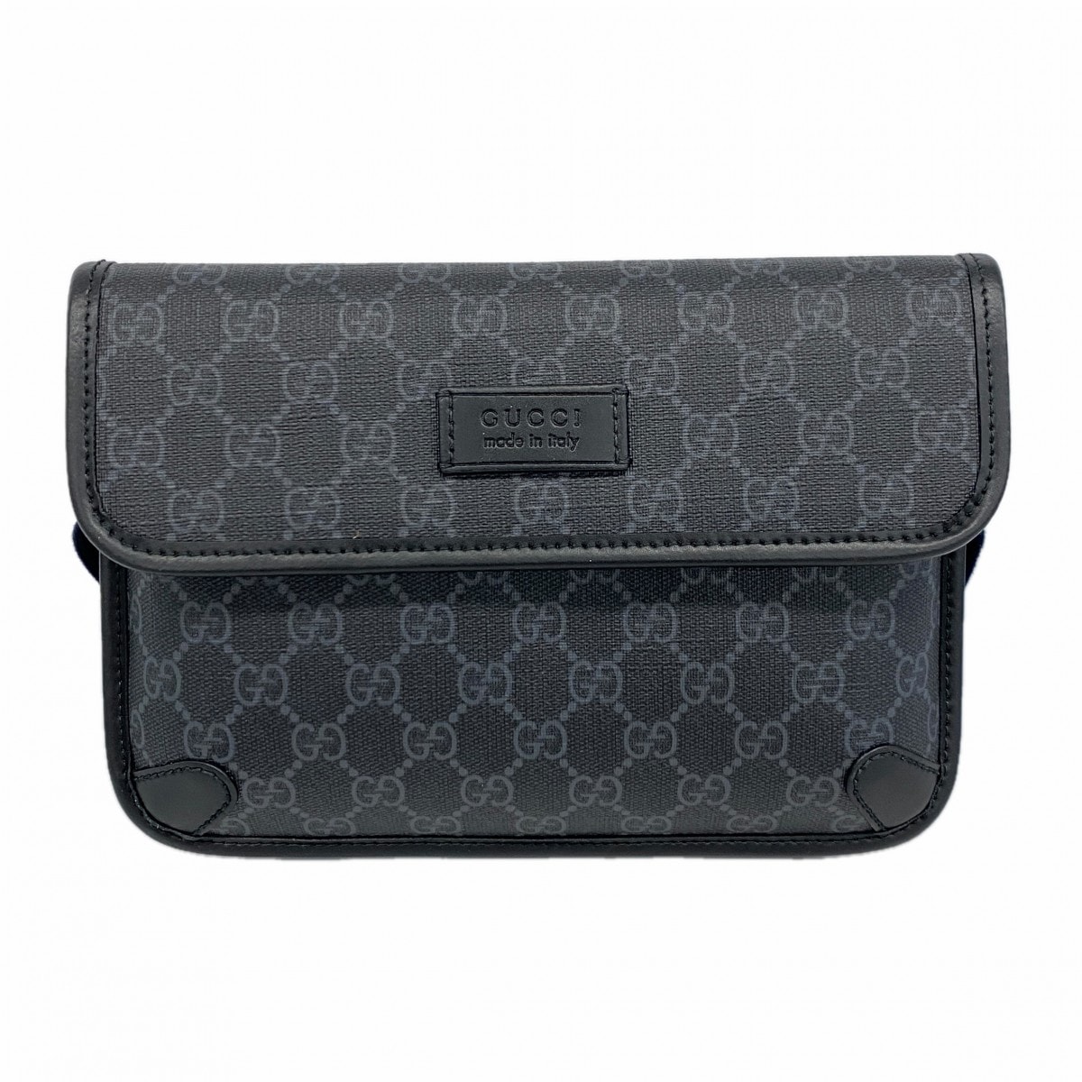 【6db1625-k】グッチ ウエストバッグ GGスプリーム 598113 PVC ブラック グレー シルバー金具【中古】メンズ