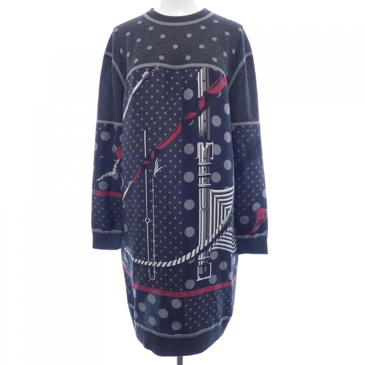 エルメス HERMES CLIL-CLAC A POIS *17-7754 ツイルレーヌ ワンピース